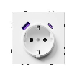Chargeur mural USB-C 65W + USB-A – Charge rapide - Blanc