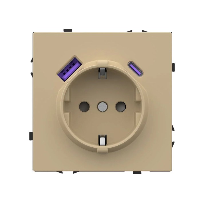 Chargeur mural USB-C 65W + USB-A – Charge rapide - Doré