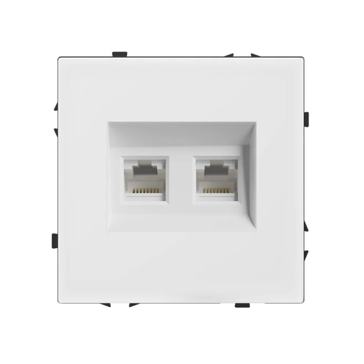 Prise double RJ45 Ethernet – Catégorie 6 – Blanc