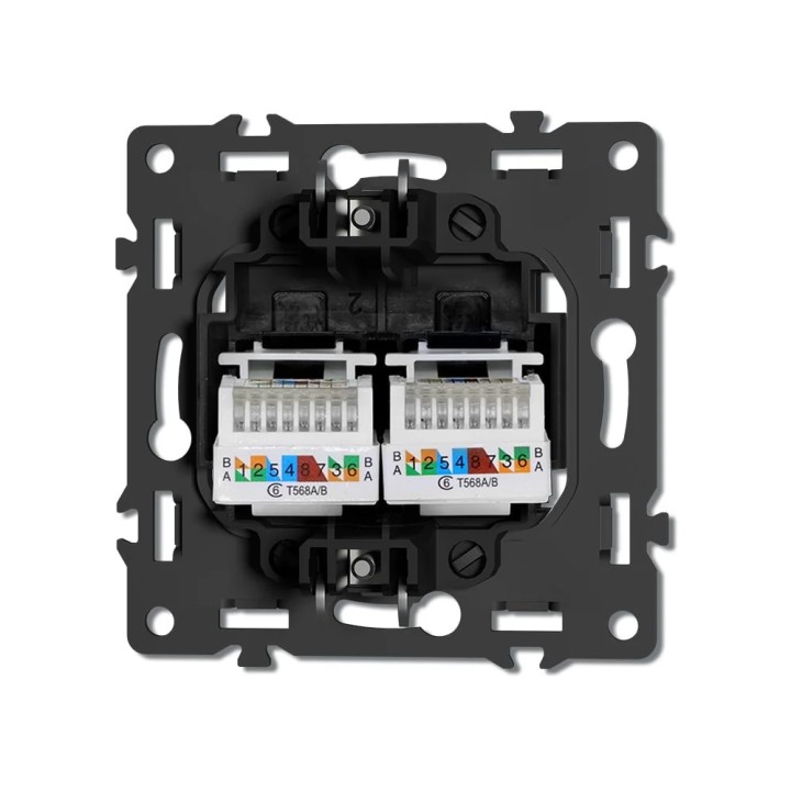 Prise double RJ45 Ethernet – Catégorie 6 – Blanc