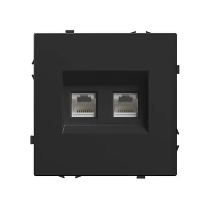 Prise double RJ45 Ethernet – Catégorie 6 – Noir
