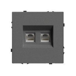 Prise double RJ45 Ethernet – Catégorie 6 – Gris