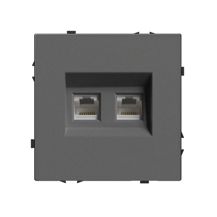 Prise double RJ45 Ethernet – Catégorie 6 – Gris