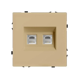 Prise double RJ45 Ethernet – Catégorie 6 – Doré