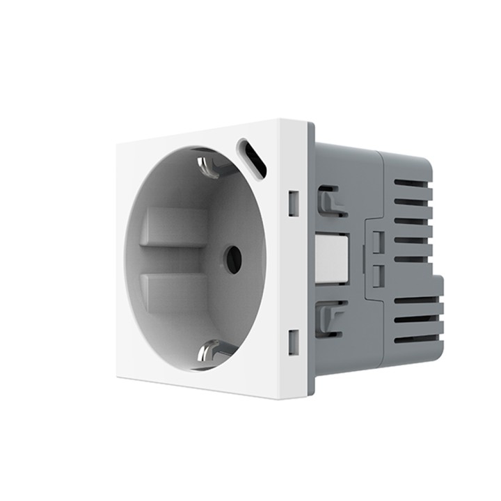 Mécanisme prise de courant 16A avec chargeur USB-C Type Europe – Blanc