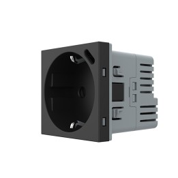 Mécanisme prise de courant 16A avec chargeur USB-C Type Europe – Noir