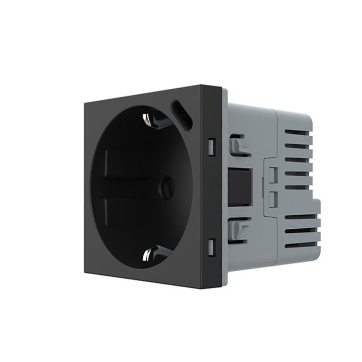 Mécanisme prise de courant 16A avec chargeur USB-C Type Europe – Noir