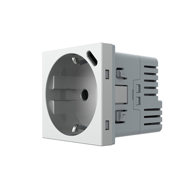 Mécanisme prise de courant 16A avec chargeur USB-C Type Europe – Gris