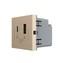 Mécanisme chargeur mural USB-A + USB-C – Charge rapide 36W - Doré