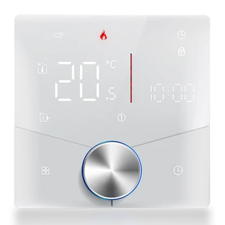 Thermostat connecté WiFi / Matter – Chaudière (gaz / fioul) – Blanc