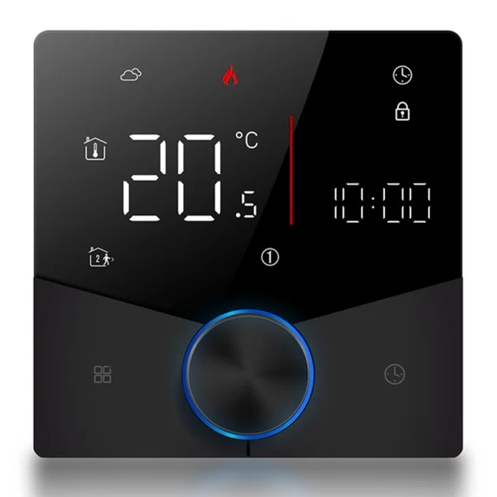 Thermostat connecté WiFi / Matter – Chaudière (gaz / fioul) – Noir