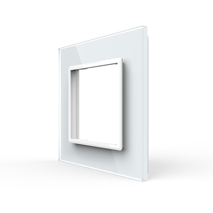 Plaque de finition en verre 1 poste – Blanc Brillant – Série SR