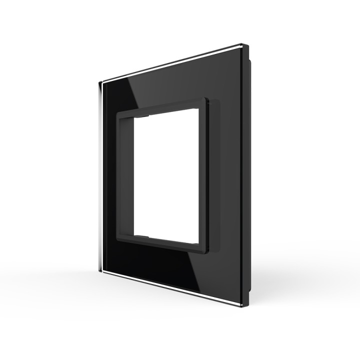 Plaque de finition en verre 1 poste – Noir Brillant – Série SR