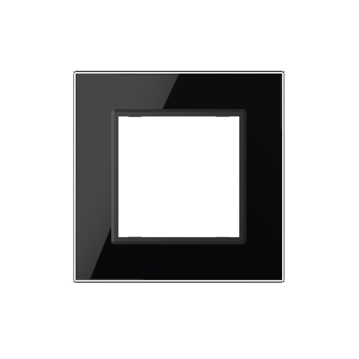Plaque de finition en verre 1 poste – Noir Brillant – Série SR
