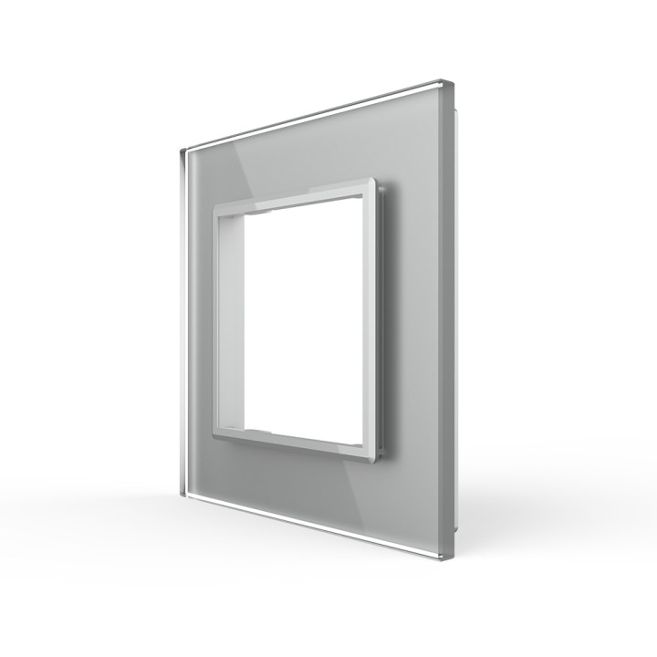 Plaque de finition en verre 1 poste – Gris Brillant – Série SR