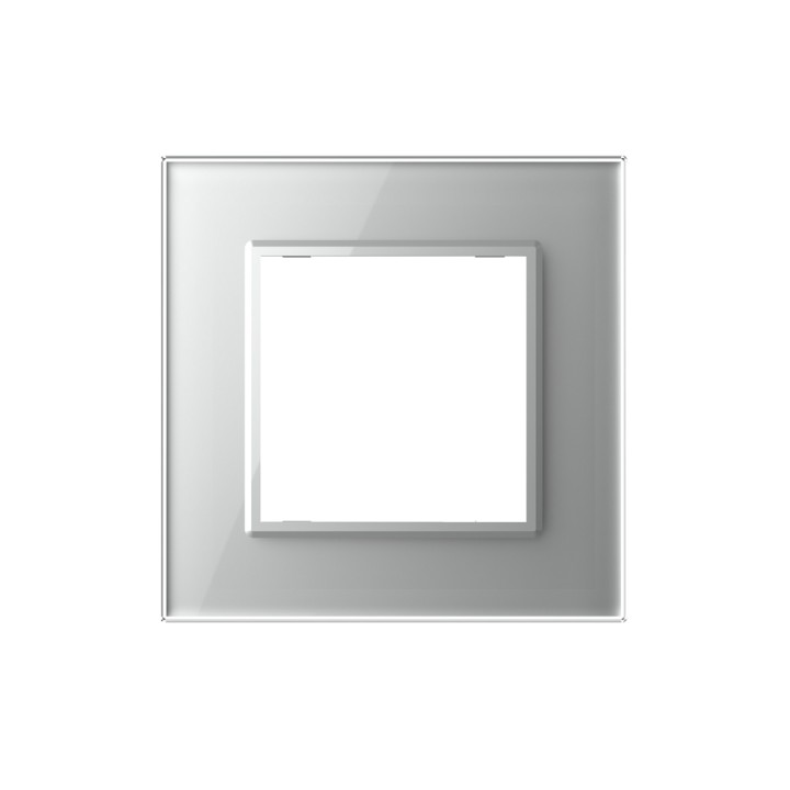 Plaque de finition en verre 1 poste – Gris Brillant – Série SR