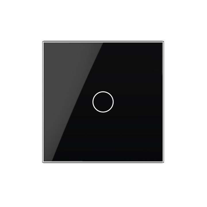 Plaque de finition en verre tactile 1 Bouton – Noir Brillant