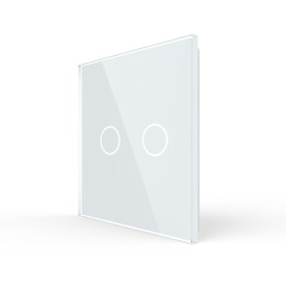 Plaque de finition en verre tactile 2 Boutons – Blanc Brillant