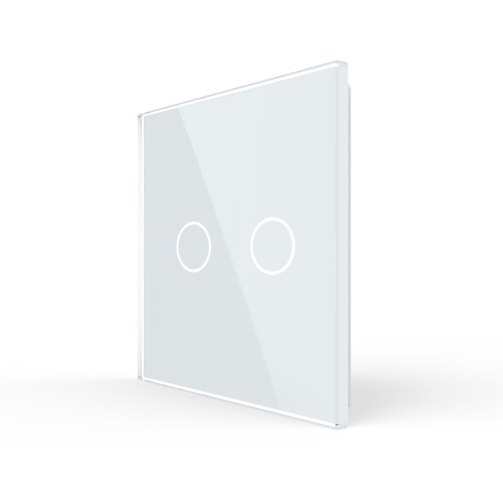 Plaque de finition en verre tactile 2 Boutons – Blanc Brillant