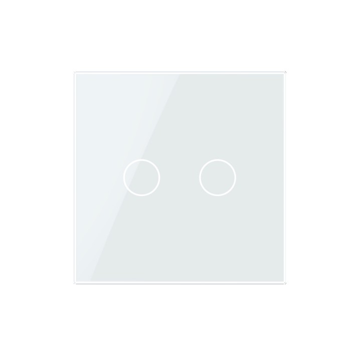 Plaque de finition en verre tactile 2 Boutons – Blanc Brillant