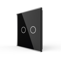 Plaque de finition en verre tactile 2 Boutons – Noir Brillant