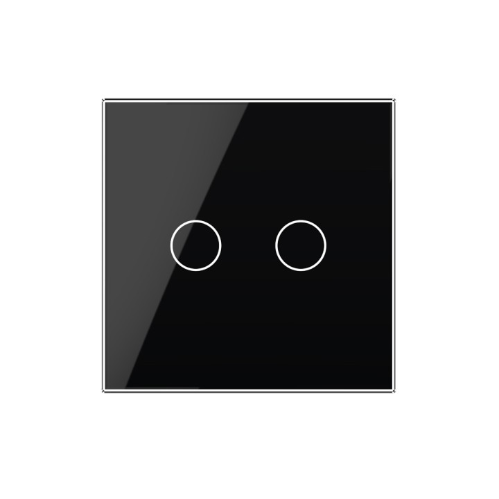 Plaque de finition en verre tactile 2 Boutons – Noir Brillant
