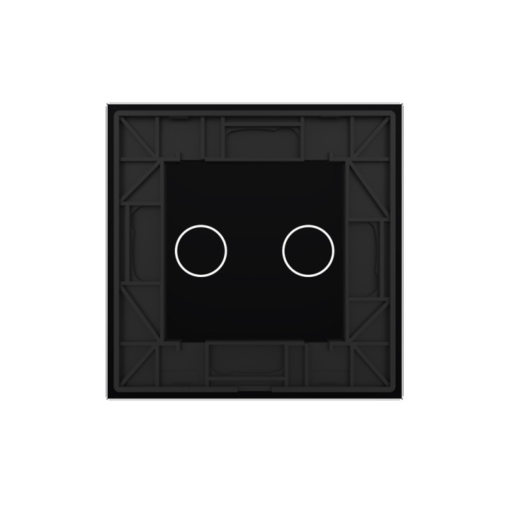 Plaque de finition en verre tactile 2 Boutons – Noir Brillant