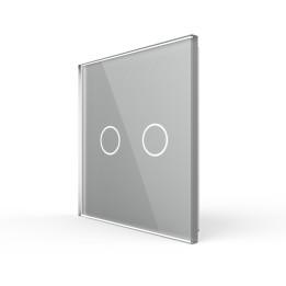 Plaque de finition en verre tactile 2 Boutons – Gris Brillant