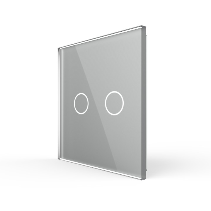 Plaque de finition en verre tactile 2 Boutons – Gris Brillant