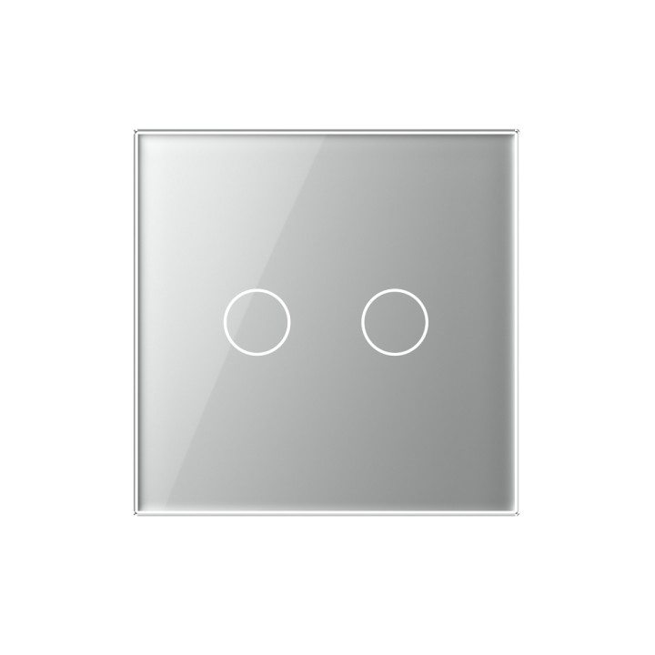 Plaque de finition en verre tactile 2 Boutons – Gris Brillant