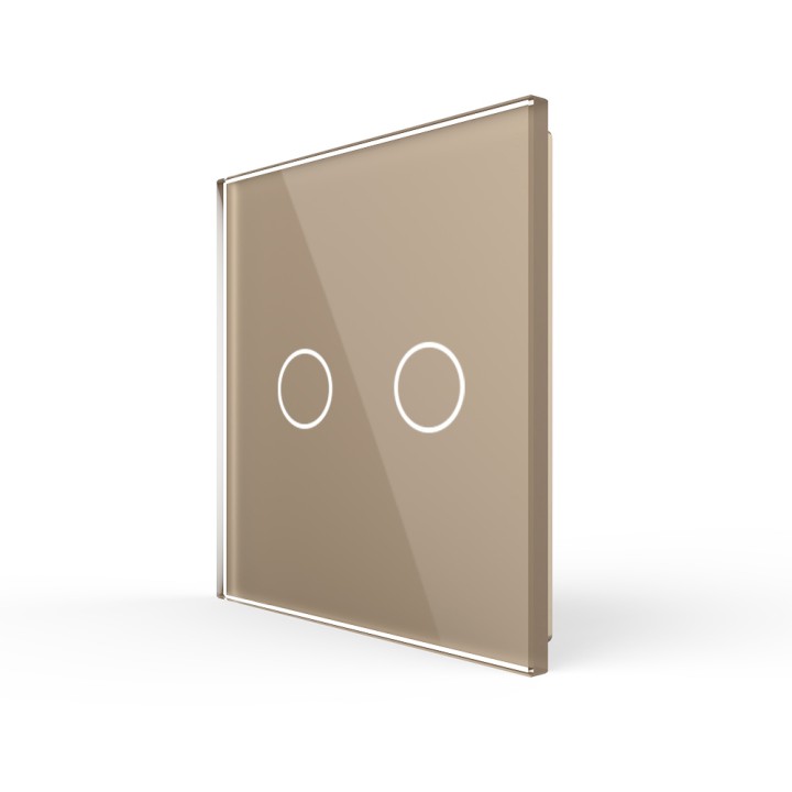 Plaque de finition en verre tactile 2 Boutons – Doré Brillant