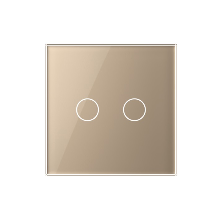Plaque de finition en verre tactile 2 Boutons – Doré Brillant