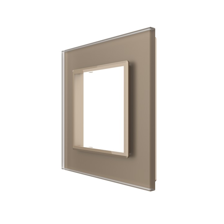 Plaque de finition en verre 1 poste – Doré Mat – Série SR