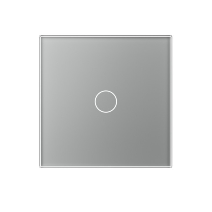 Plaque de finition en verre tactile 1 Bouton – Gris Mat