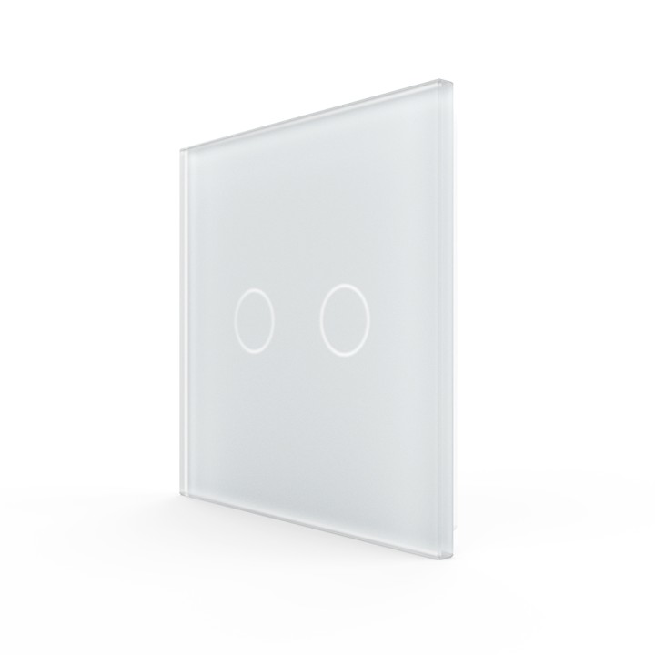 Plaque de finition en verre tactile 2 Boutons – Blanc Mat