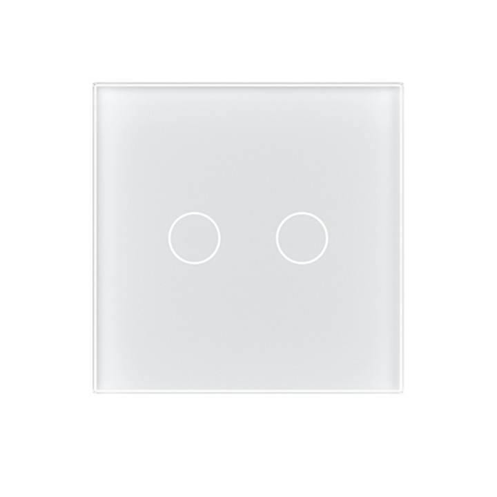 Plaque de finition en verre tactile 2 Boutons – Blanc Mat