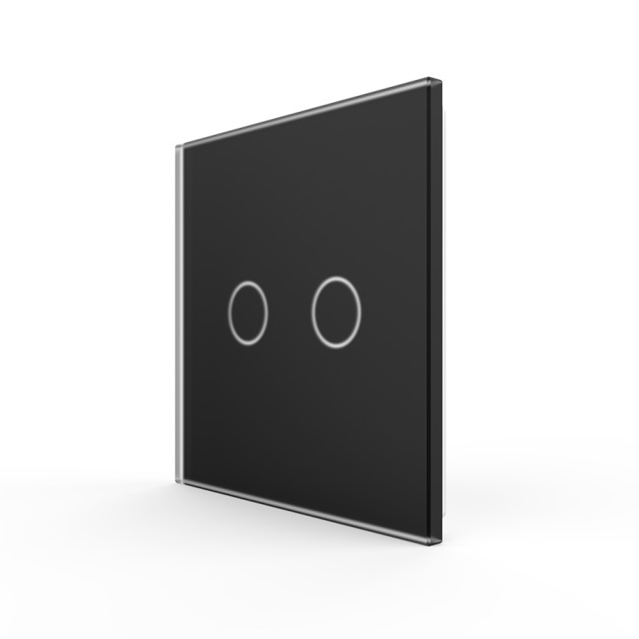 Plaque de finition en verre tactile 2 Boutons – Noir Mat