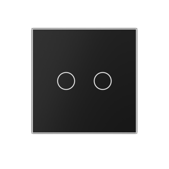 Plaque de finition en verre tactile 2 Boutons – Noir Mat