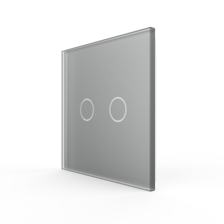Plaque de finition en verre tactile 2 Boutons – Gris Mat