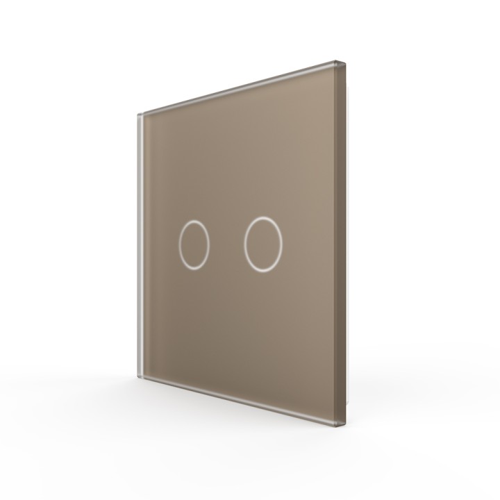 Plaque de finition en verre tactile 2 Boutons – Doré Mat