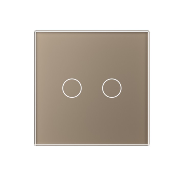 Plaque de finition en verre tactile 2 Boutons – Doré Mat