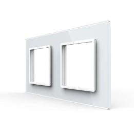 Plaque de finition en verre 2 postes – Blanc Brillant