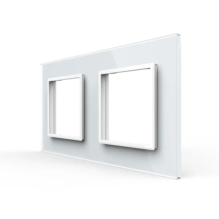 Plaque de finition en verre 2 postes – Blanc Brillant