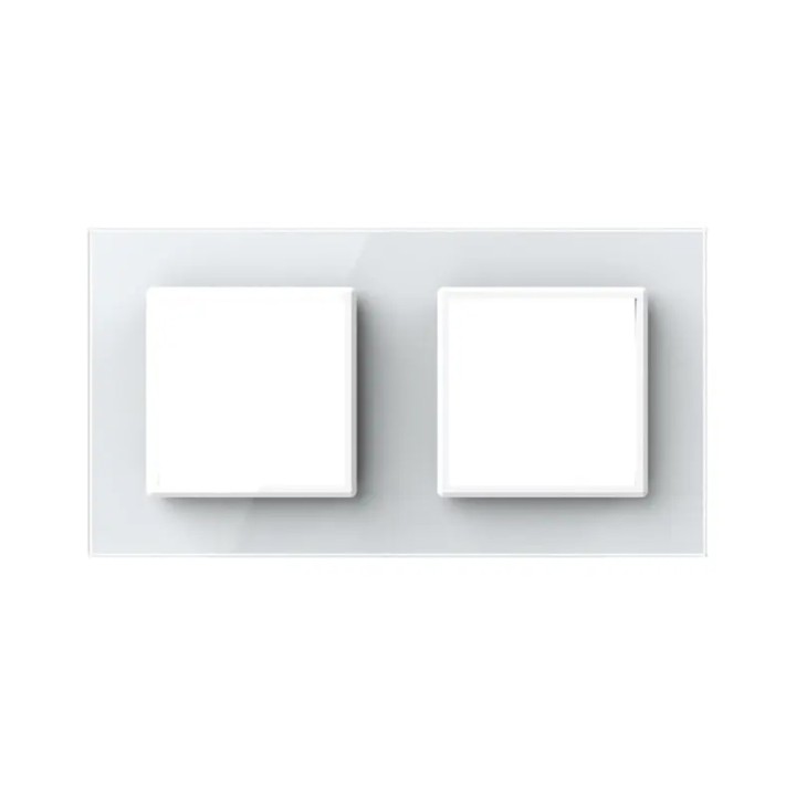 Plaque de finition en verre 2 postes – Blanc Brillant