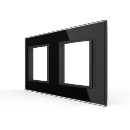 Plaque de finition en verre 2 postes – Noir Brillant