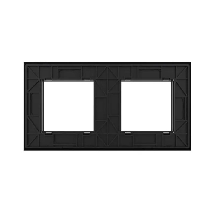 Plaque de finition en verre 2 postes – Noir Brillant