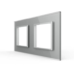 Plaque de finition en verre 2 postes – Gris Brillant