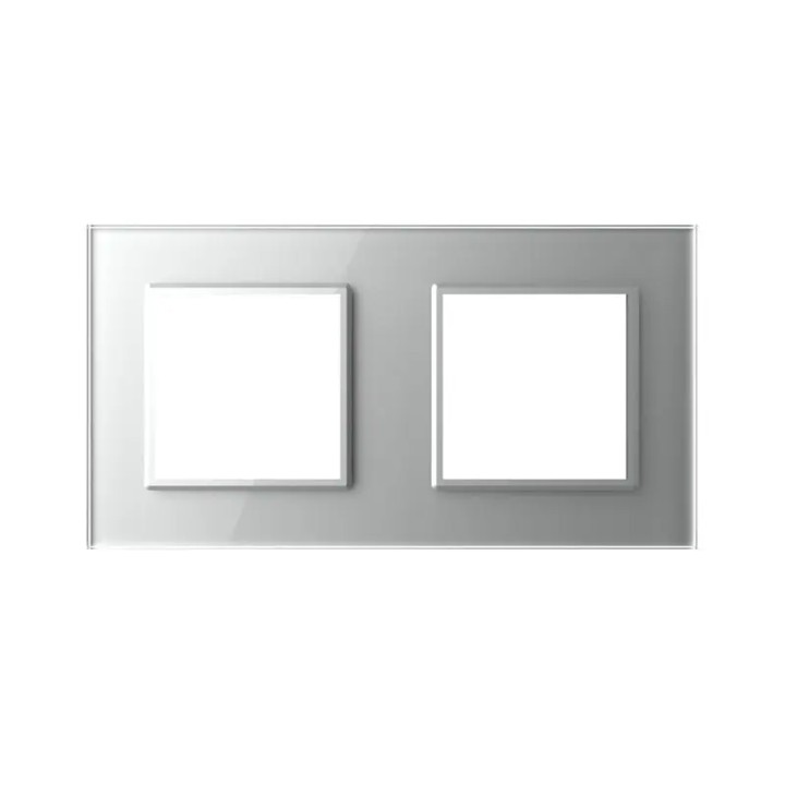 Plaque de finition en verre 2 postes – Gris Brillant