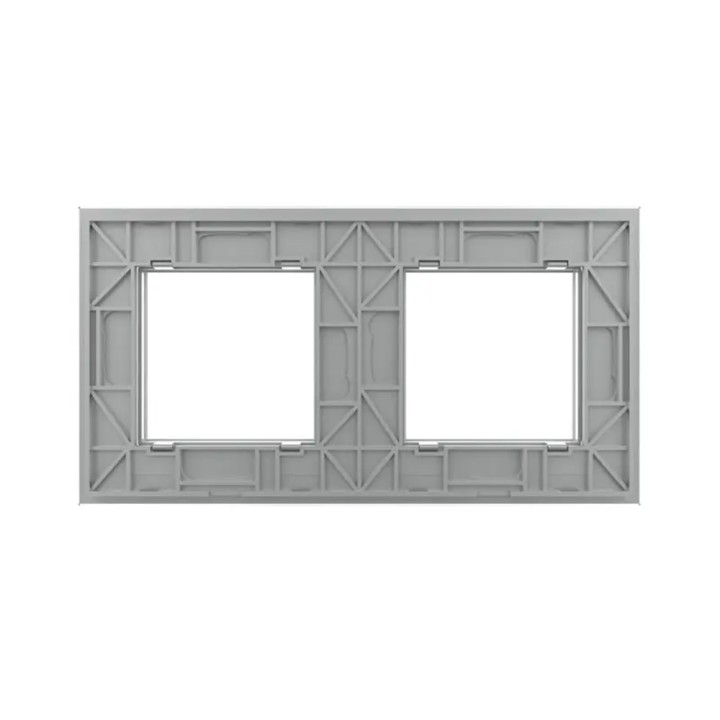 Plaque de finition en verre 2 postes – Gris Brillant