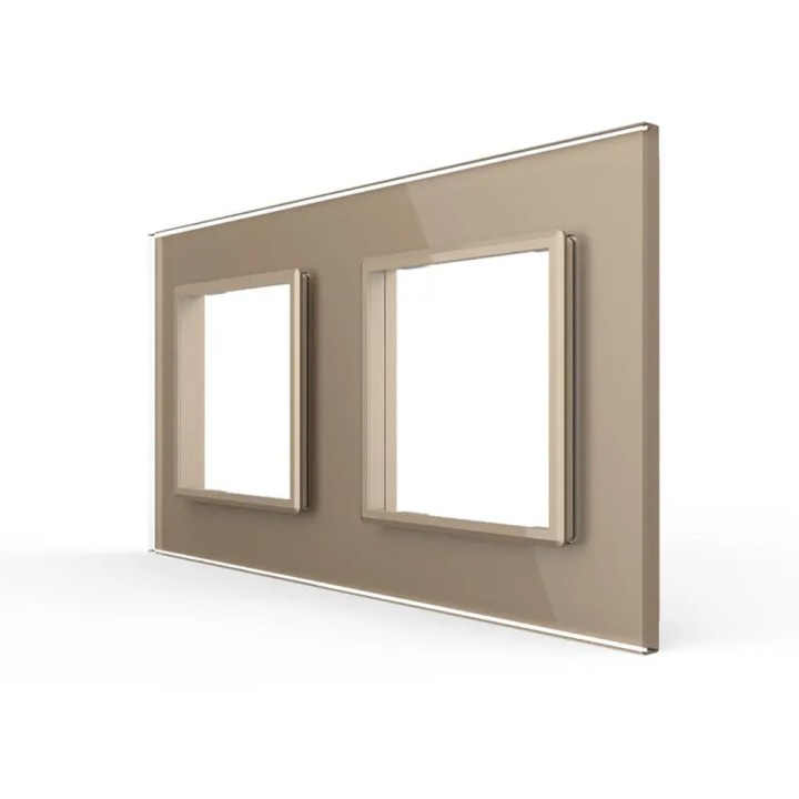 Plaque de finition en verre 2 postes – Doré Brillant